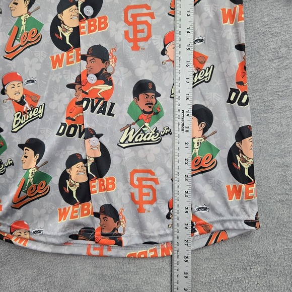 San Francisco Giants Men Button Up Shirt M Gray Hawaiian Cartoon Players - Picture 4 of 6